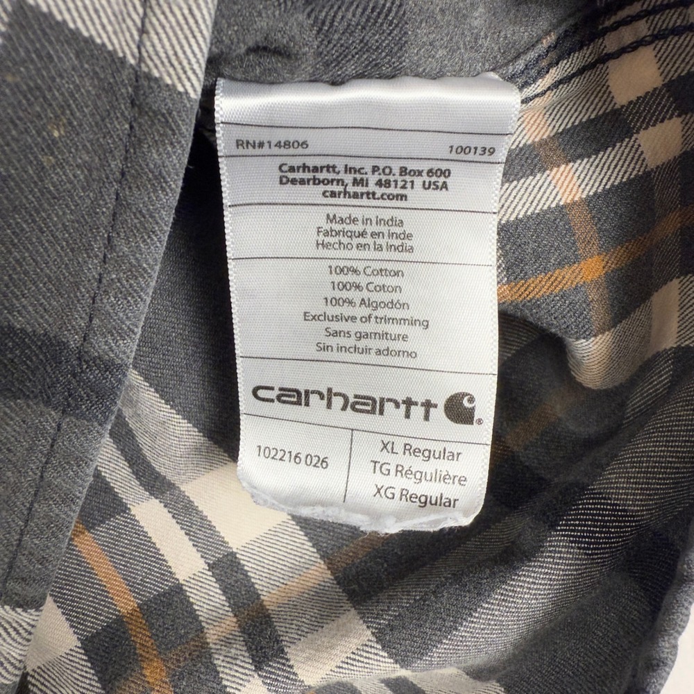 Carhartt Flannel Plaid Button Up Long Sleeve Mens XL Original Fit Paint Splatter - Picture 6 of 9